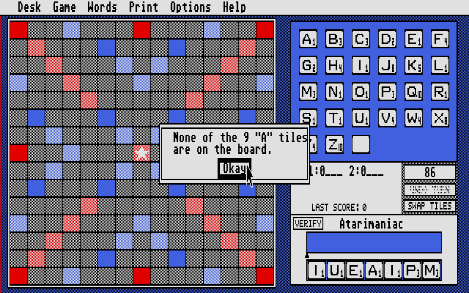 STrabble atari screenshot